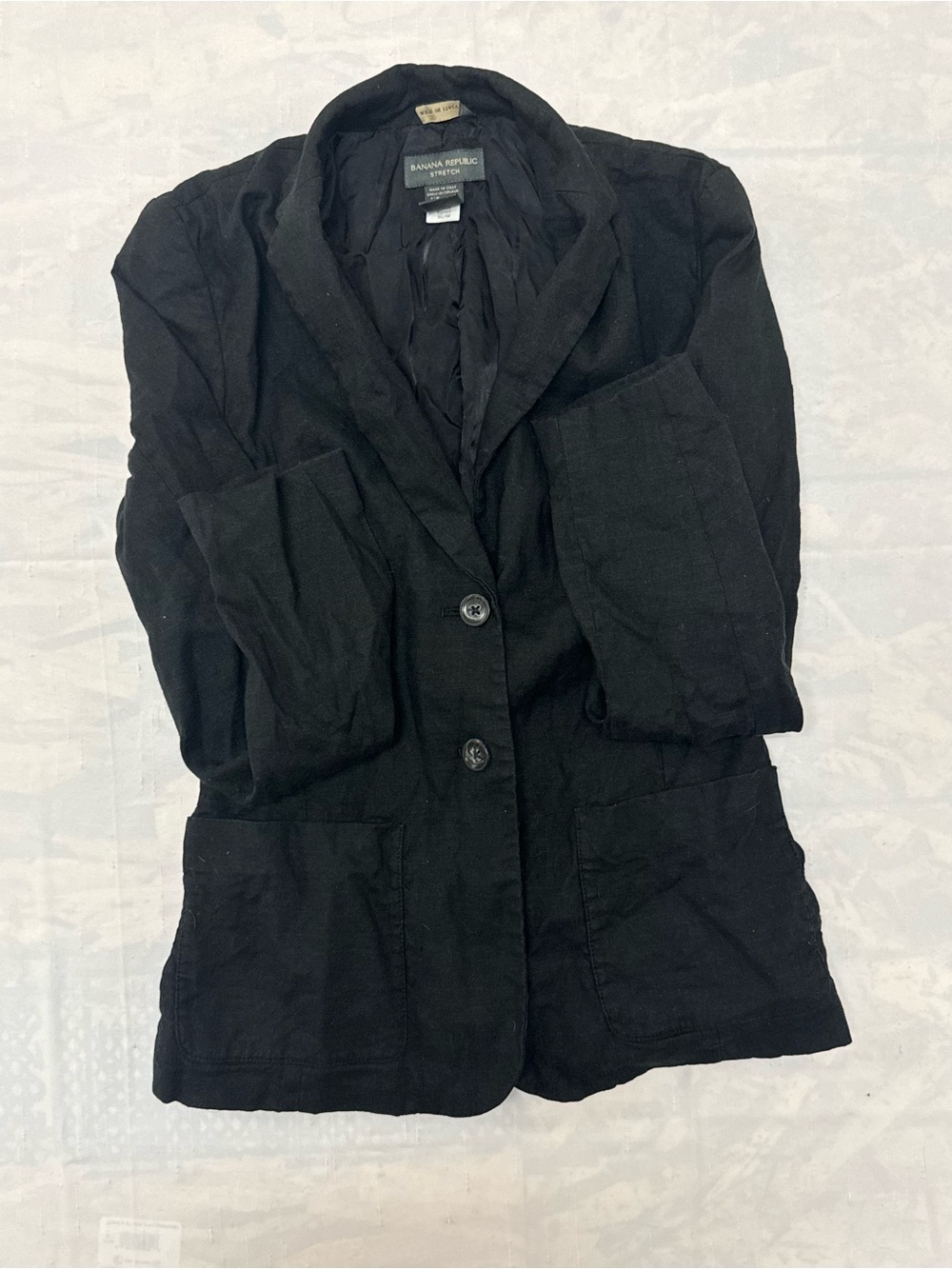 Banana Republic VTG Y2K 2002 Black Women's Linen-Blend Blazer Made in Italy